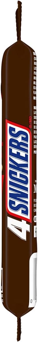 SNICKERS, Peanut Milk Chocolate Candy Bars, 4 Full Size Bars, 208g