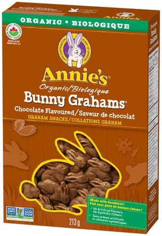 ANNIE'S Chocolate Graham Cookies Snacks, Organic, No Artificial Flavours, No Synthetic Colours, 213 Grams Package of Bunny Shaped Cookies, Chocolate