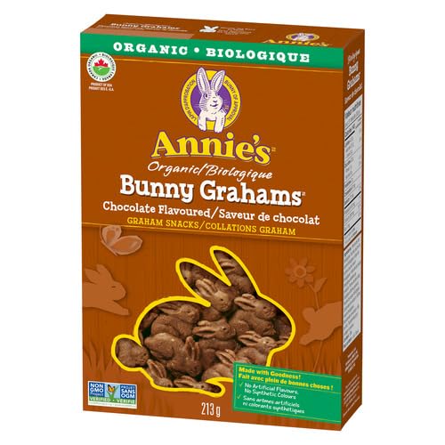 ANNIE'S Chocolate Graham Cookies Snacks, Organic, No Artificial Flavours, No Synthetic Colours, 213 Grams Package of Bunny Shaped Cookies, Chocolate