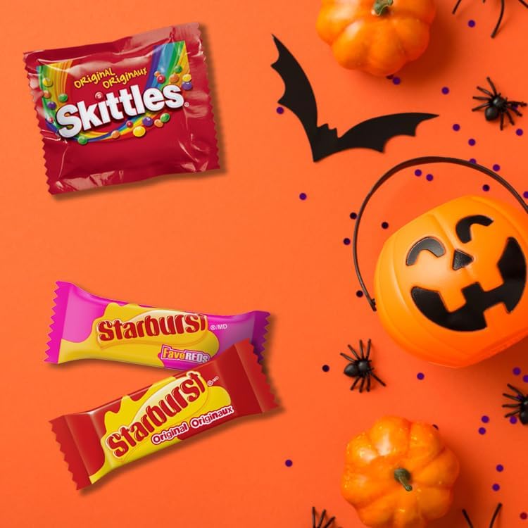 SKITTLES and STARBURST Fruity Halloween Fun Size Candies, 90 count