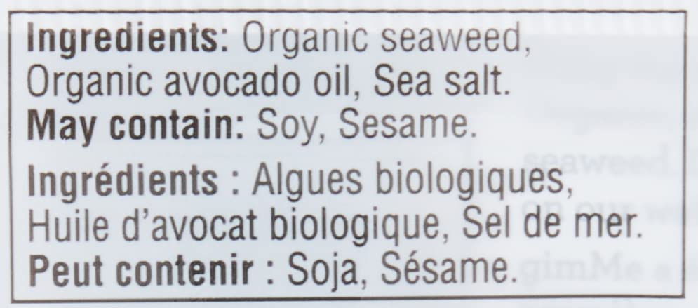 gimMe Organic Roasted Seaweed Sea Salt Favour Snacks 30g Multipack 6 x 5g