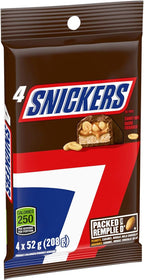SNICKERS, Peanut Milk Chocolate Candy Bars, 4 Full Size Bars, 208g