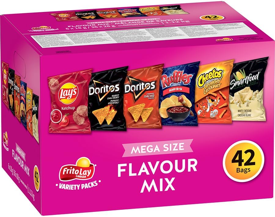 Frito-Lay Variety Packs Flavour Mix Flavoured Snacks, 42 bags (6x18g / 36x28g)
