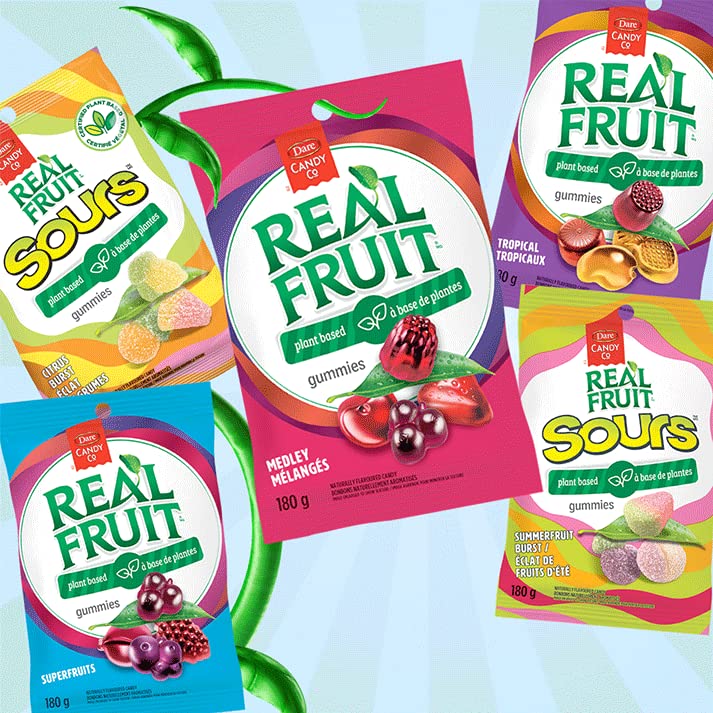 REALFRUIT Superfruits Gummy Candy - Made with Real Fruit, Vegan, Gluten & Peanut-Free Snack for Adults and Children, Proudly Canadian Company, Cranberry, Black Currant, Blueberry and Blackberry, 180g