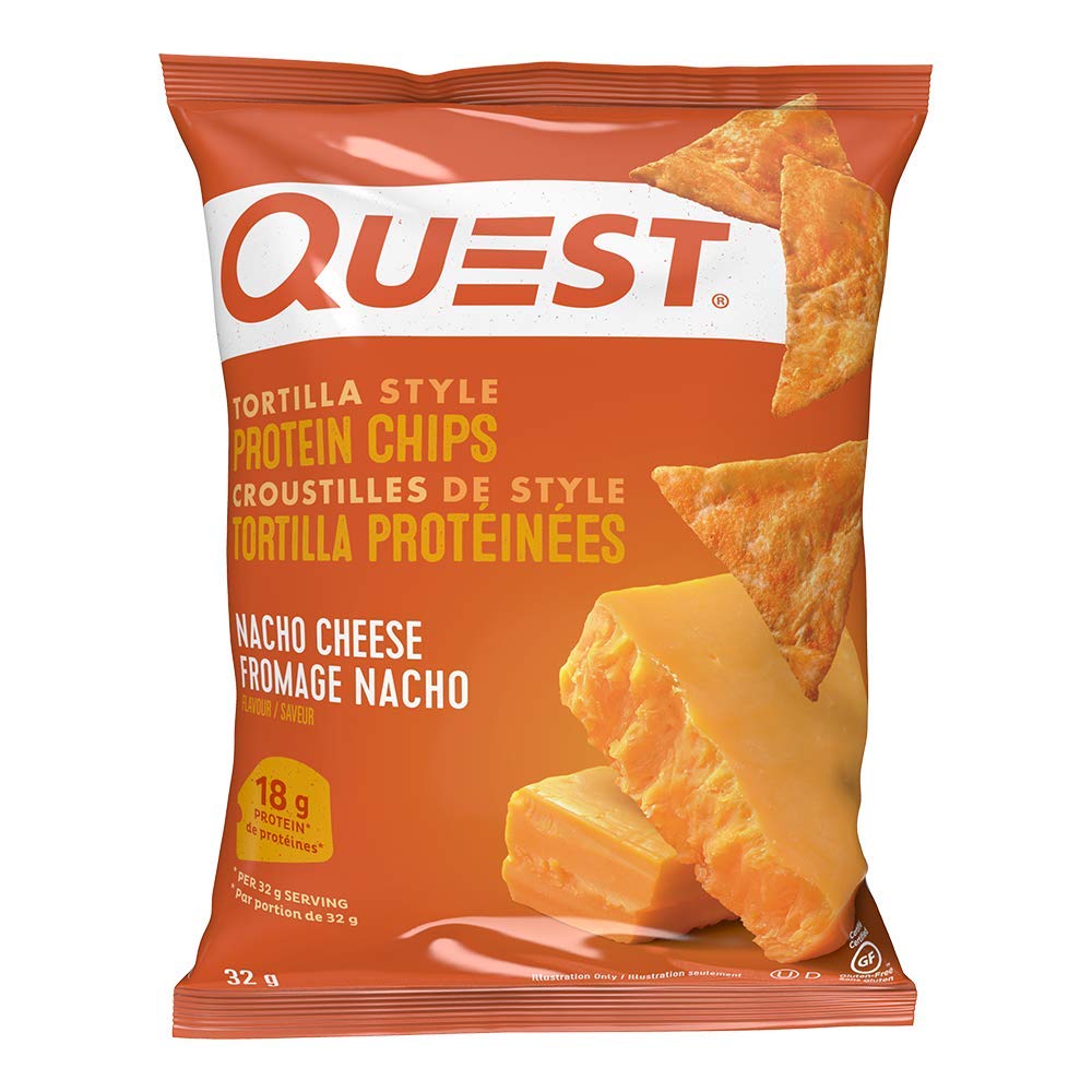 Quest Nutrition Chili Lime Flavour Tortilla Style Protein Chips, High Protein, Baked, Not Fried, Gluten Free, 1g Sugar, 4g Carbs, 8ct