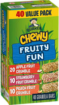 Quaker Chewy Fruity Fun Variety Pack (Apple Fruit Crumble, Strawberry Fruit Crumble, Peach Fruit Crumble) Granola Bars (40 bars x 24g)