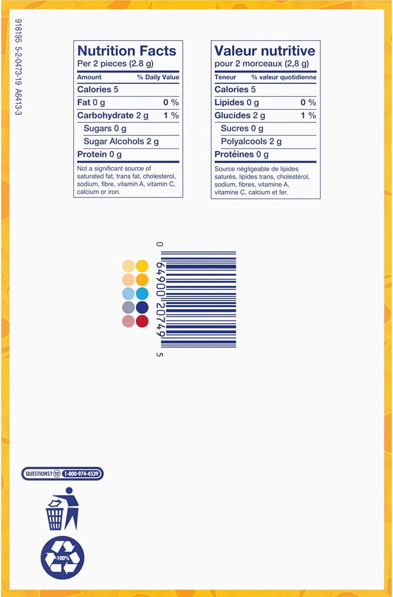 JUICY FRUIT, Fruit Flavoured Chewing Gum, 60 Pieces, 6 Bottles