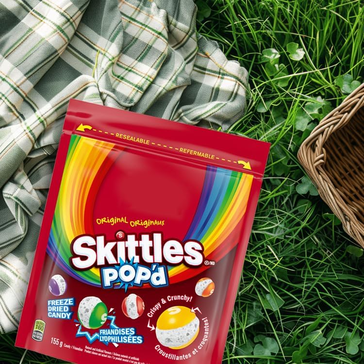 SKITTLES POP’D Original Freeze-Dried Candy, Crunchy Fruity Candy Snack for Sharing, Movie Nights & Parties, 155g