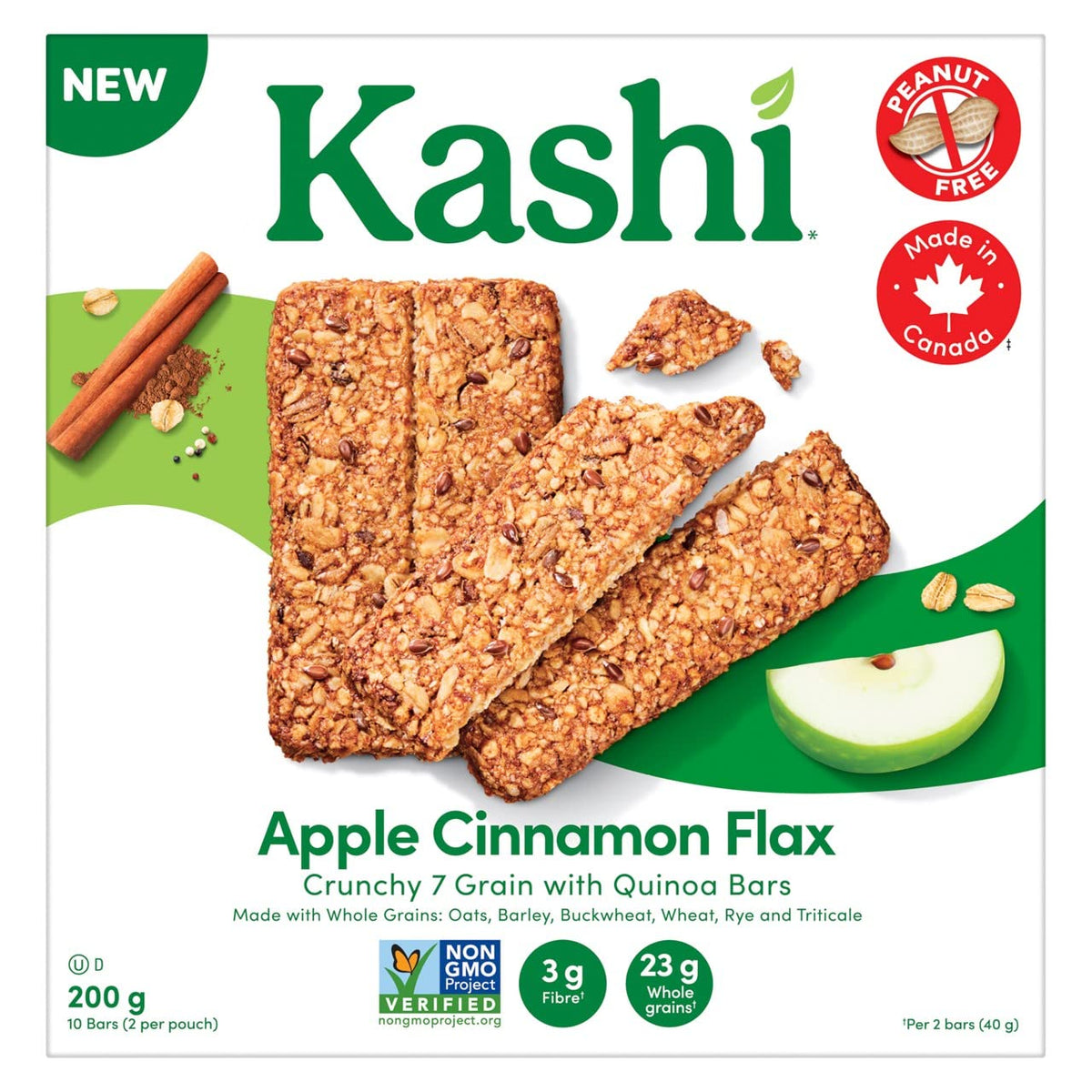 Kashi 7 Grain with Quinoa Crunchy Bars, Chocolate Chip Chia, 200g, 10 bars, 200 grams