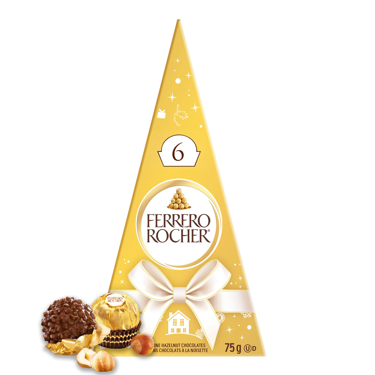 FERRERO ROCHER Fine Hazelnut Milk Chocolates - 3-Piece 37.5 g Pack x 12
