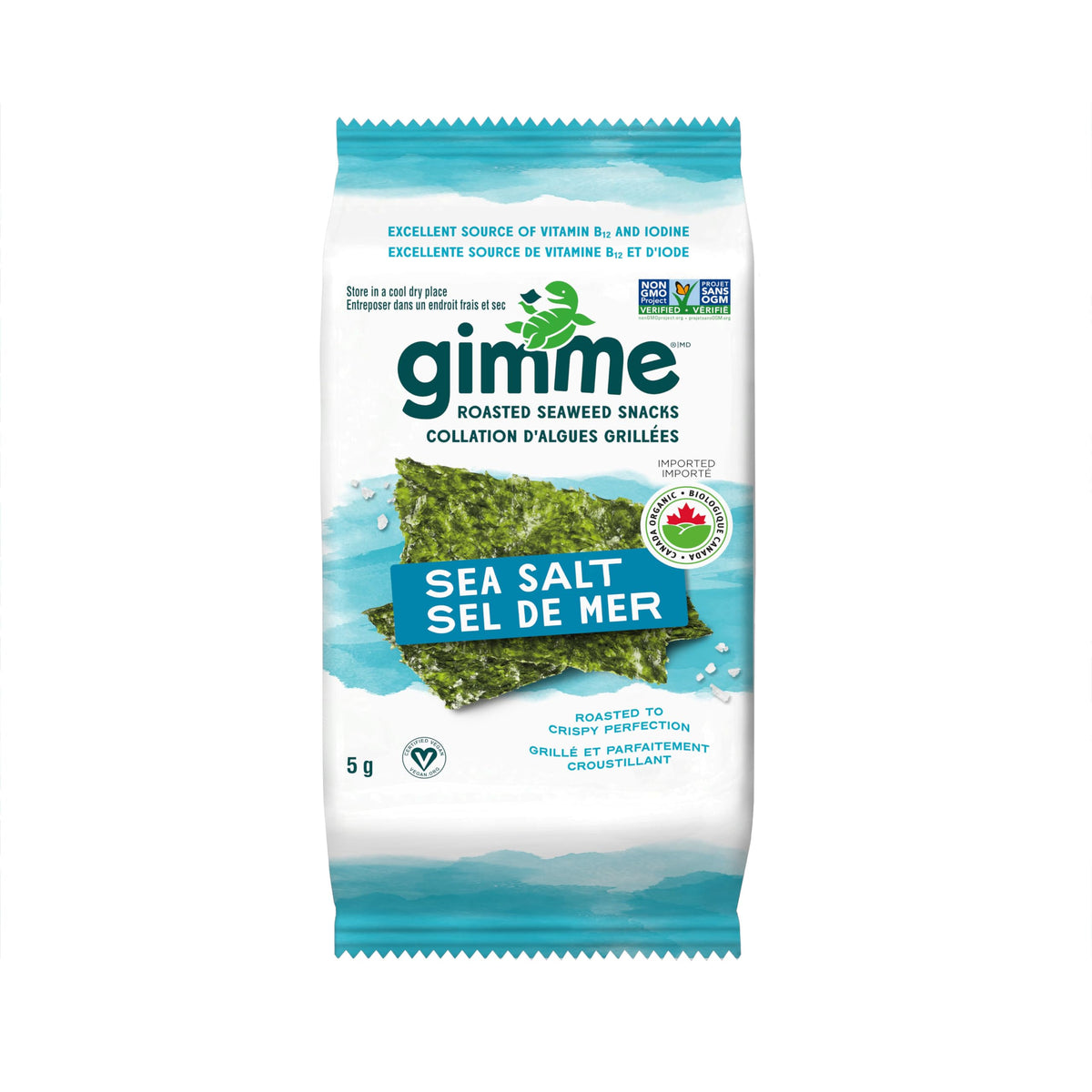 gimMe Organic Roasted Seaweed Sea Salt Favour Snacks 30g Multipack 6 x 5g