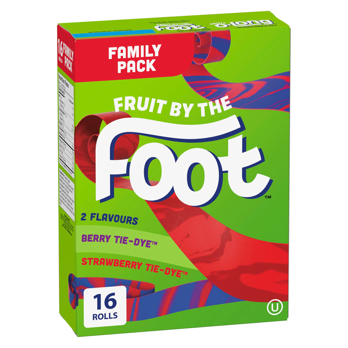 BETTY CROCKER FRUIT BY THE FOOT - VALUE PACK SIZE - Strawberry, Blue Raspberry, Berry Tie-Dye Fruit Flavoured Snacks, Pack of 30 Rolls, 637 Grams Package of Fruit Flavoured Snacks