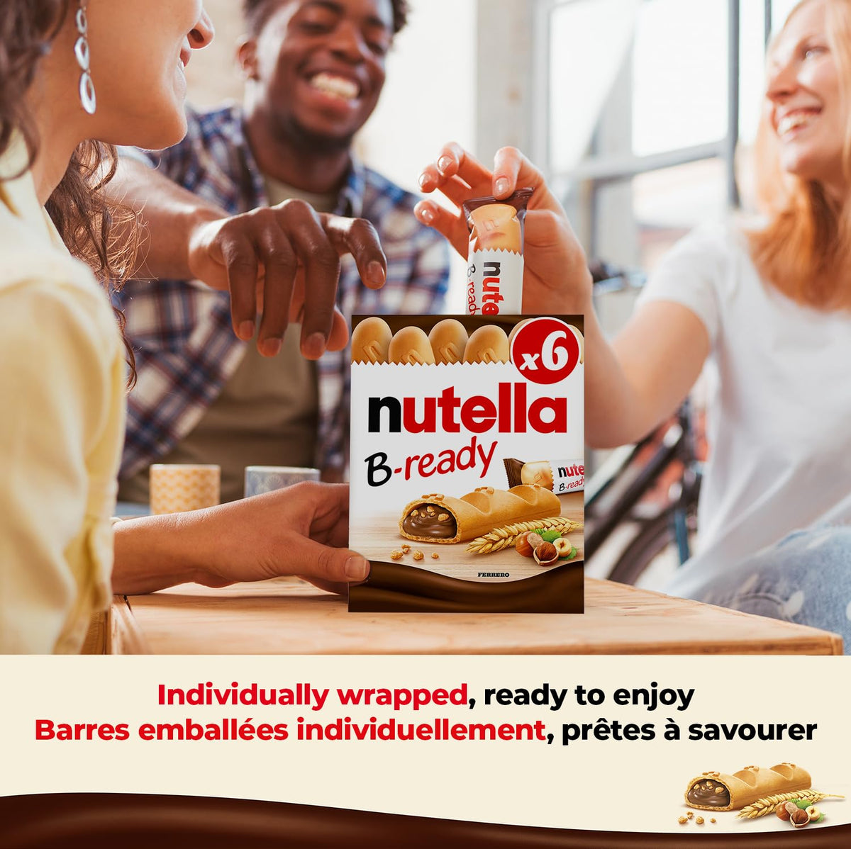 NUTELLA B-READY Wafer Snack Bars - Pack of 15 Bars - 330 g