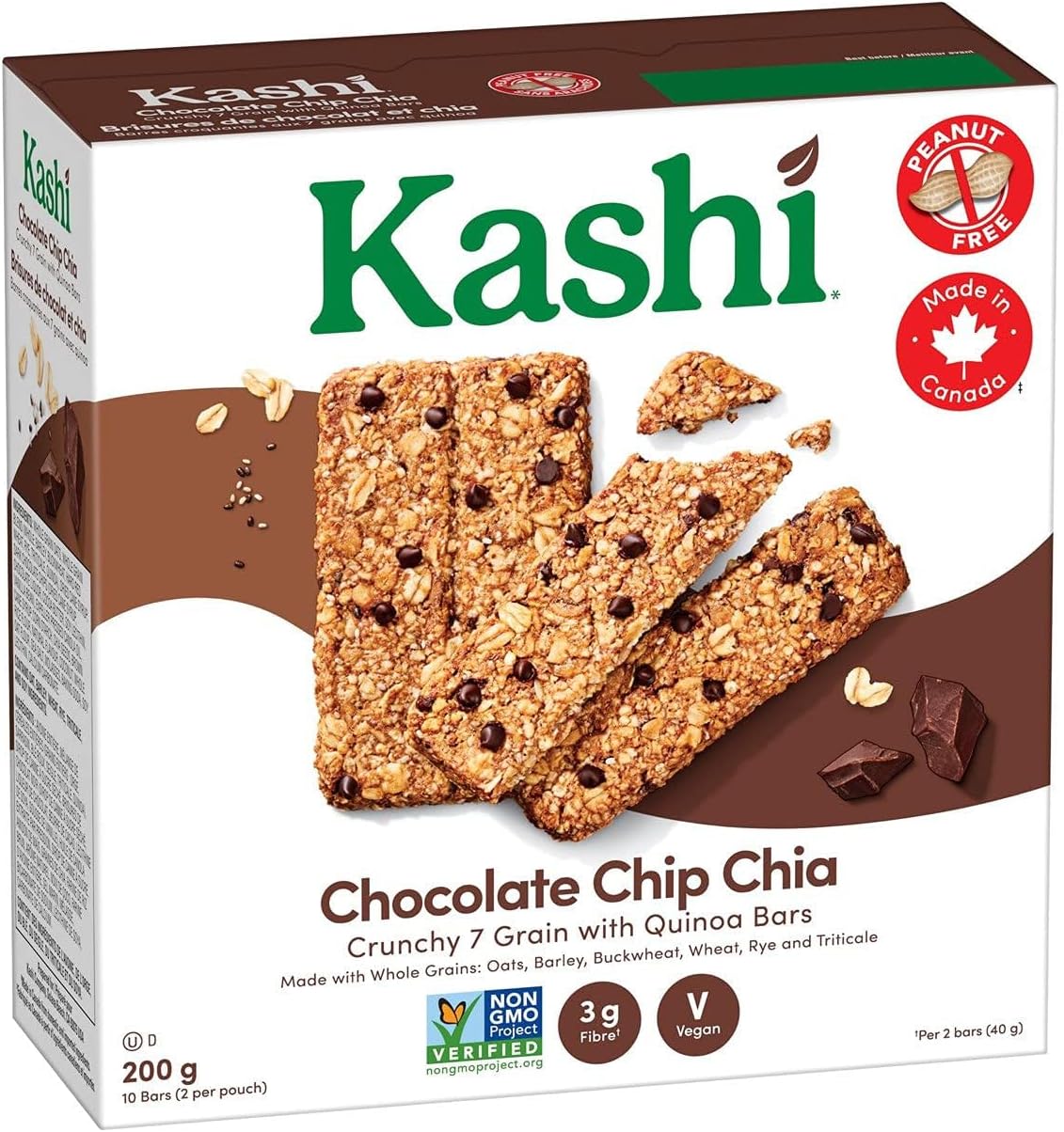 Kashi 7 Grain with Quinoa Crunchy Bars, Chocolate Chip Chia, 200g, 10 bars, 200 grams