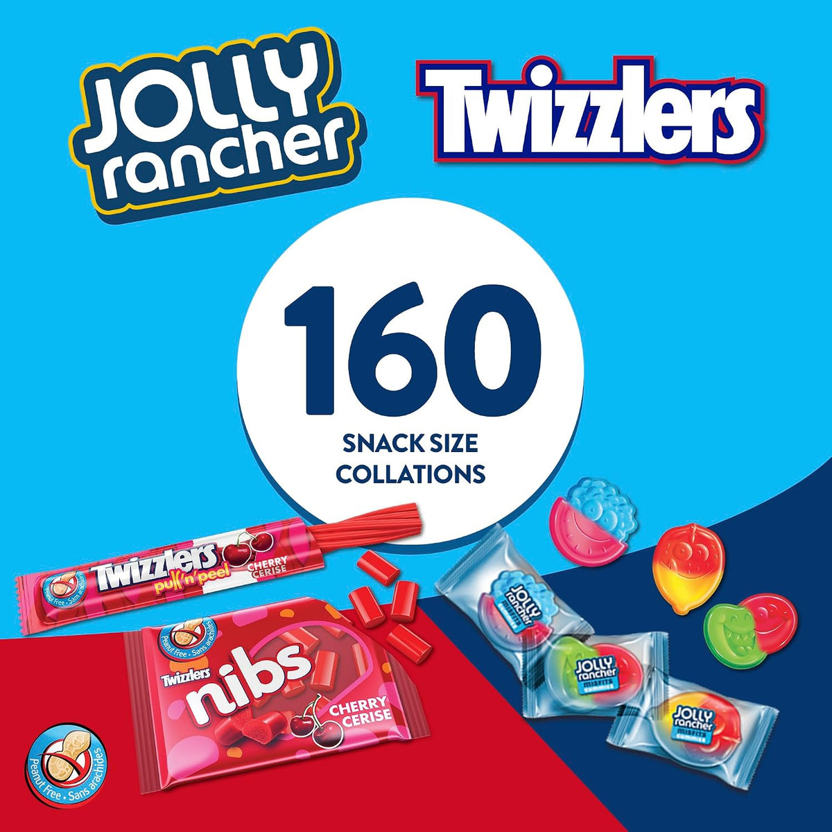 TWIZZLERS & JOLLY RANCHER Candy & Gummies Variety Pack - 160 Count, 1.9 kg