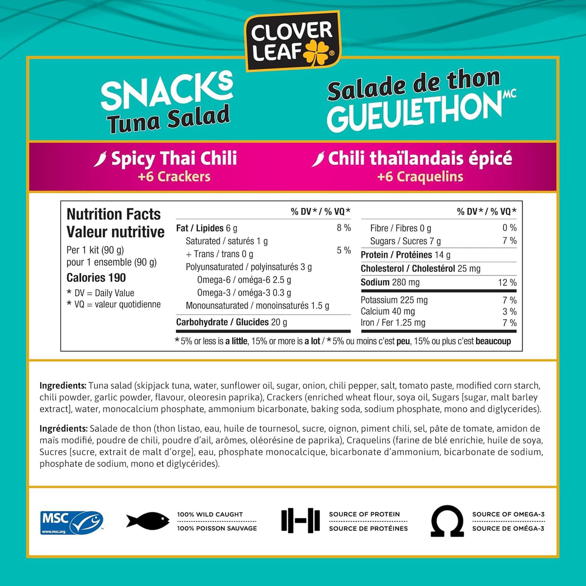 Clover Leaf Classic Tuna Salad Snack Kit, 90g, 12 Count