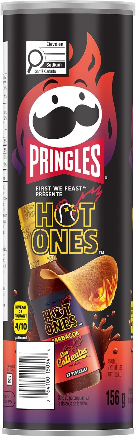 Pringles® Hot Ones Los Calientes Barbacoa Flavour Potato Chips 156g
