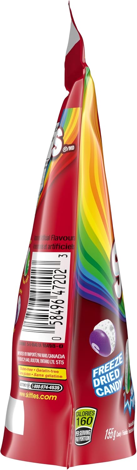 SKITTLES POP’D Original Freeze-Dried Candy, Crunchy Fruity Candy Snack for Sharing, Movie Nights & Parties, 155g
