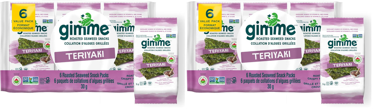 gimMe Organic Roasted Seaweed Sea Salt Favour Snacks 30g Multipack 6 x 5g