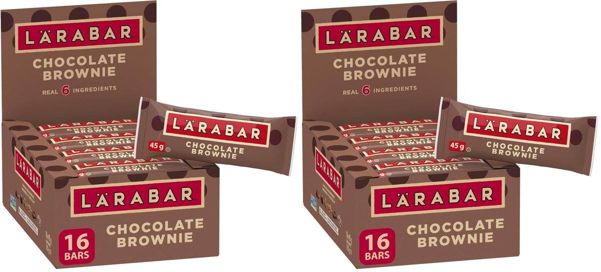 LÄRABAR Chocolate Brownie, Fruit and Nut Energy Bar, Pack of 16 Bars, Gluten Free, Vegan, Family Pack, Snack Bars, 720 Grams Package