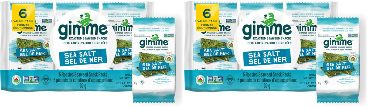 gimMe Organic Roasted Seaweed Sea Salt Favour Snacks 30g Multipack 6 x 5g