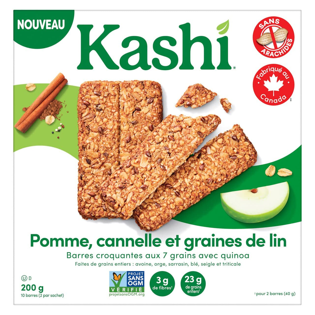 Kashi 7 Grain with Quinoa Crunchy Bars, Chocolate Chip Chia, 200g, 10 bars, 200 grams
