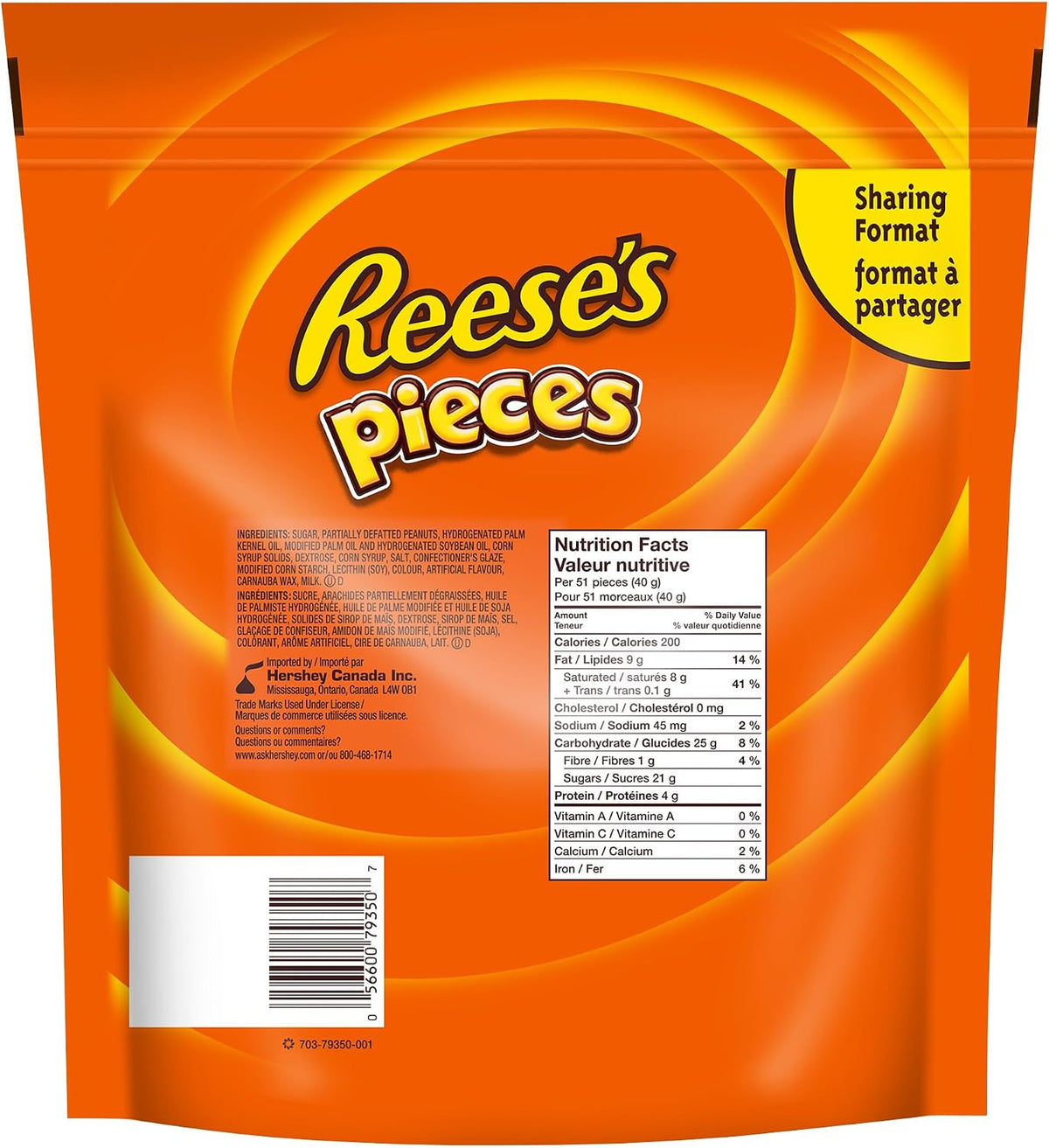 REESE'S PIECES Peanut Butter Candy, Resealable Bulk Bag, 1.36 kg