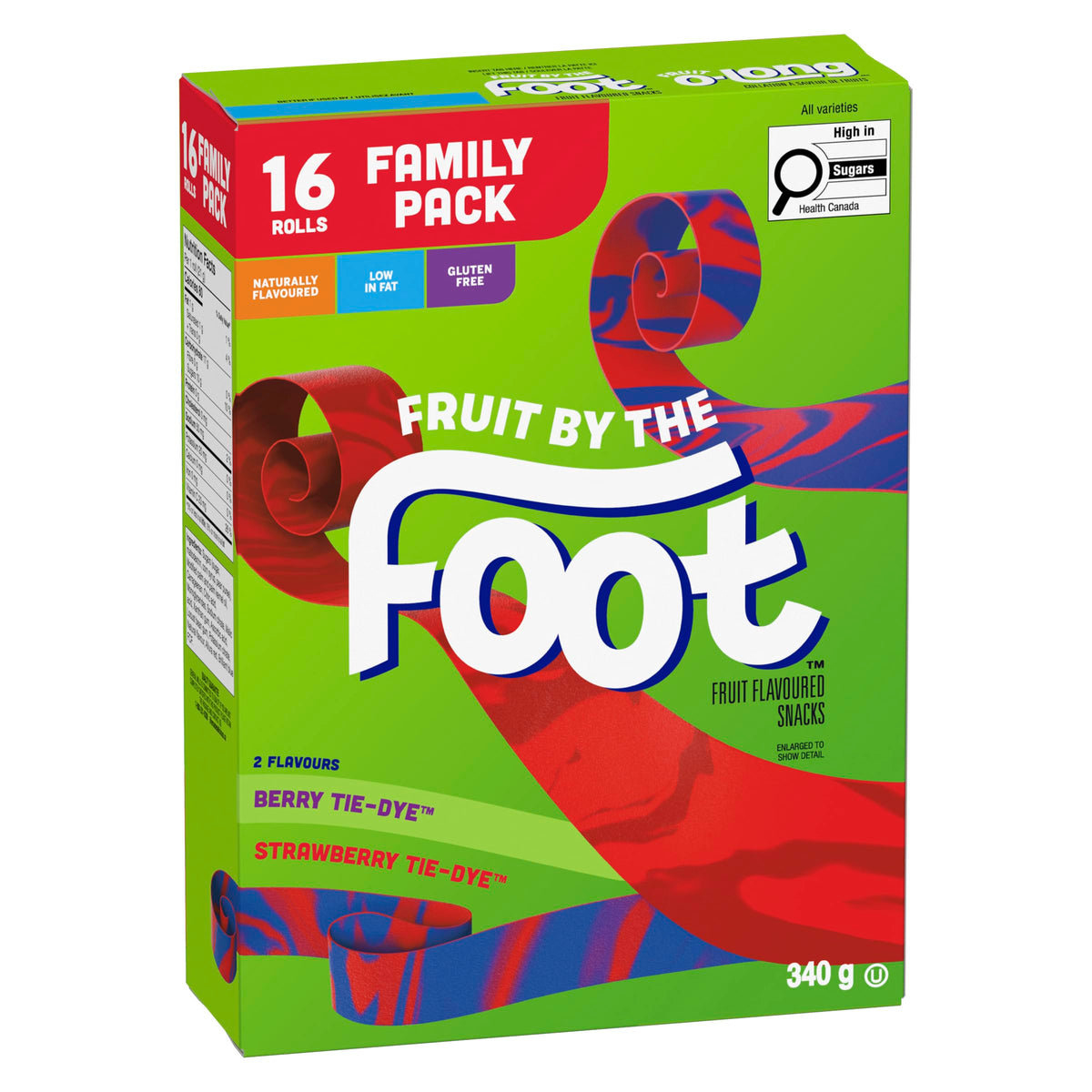 BETTY CROCKER FRUIT BY THE FOOT - VALUE PACK SIZE - Strawberry, Blue Raspberry, Berry Tie-Dye Fruit Flavoured Snacks, Pack of 30 Rolls, 637 Grams Package of Fruit Flavoured Snacks