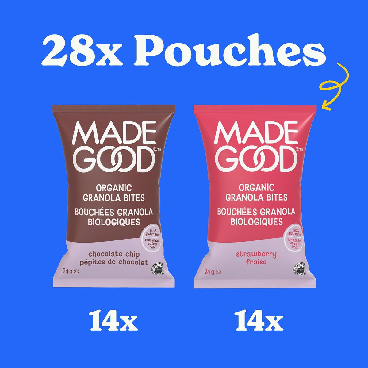 MadeGood Granola Bites Chocolate Chip and Strawberry Variety 28-Pack