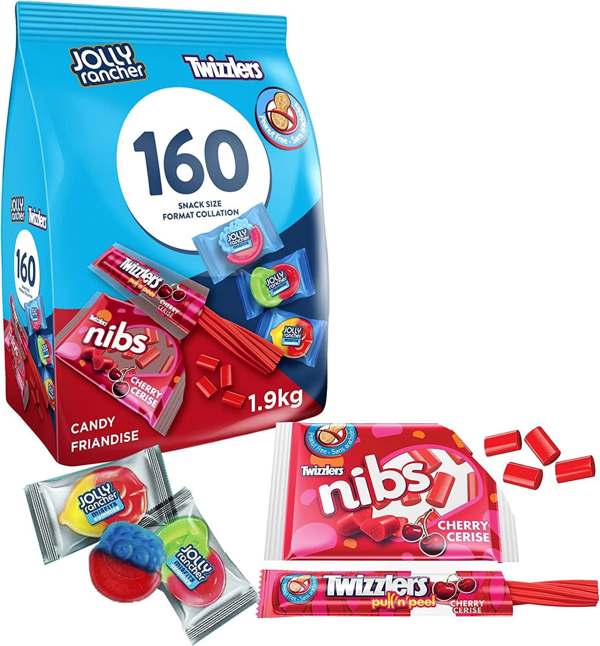TWIZZLERS & JOLLY RANCHER Candy & Gummies Variety Pack - 160 Count, 1.9 kg