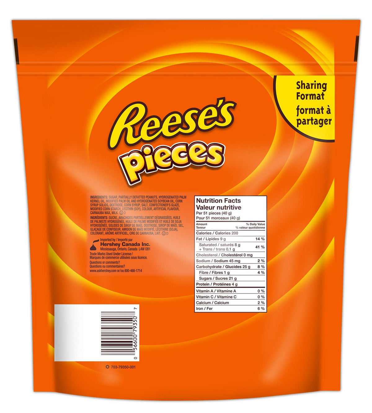 REESE'S PIECES Peanut Butter Candy, Resealable Bulk Bag, 1.36 kg