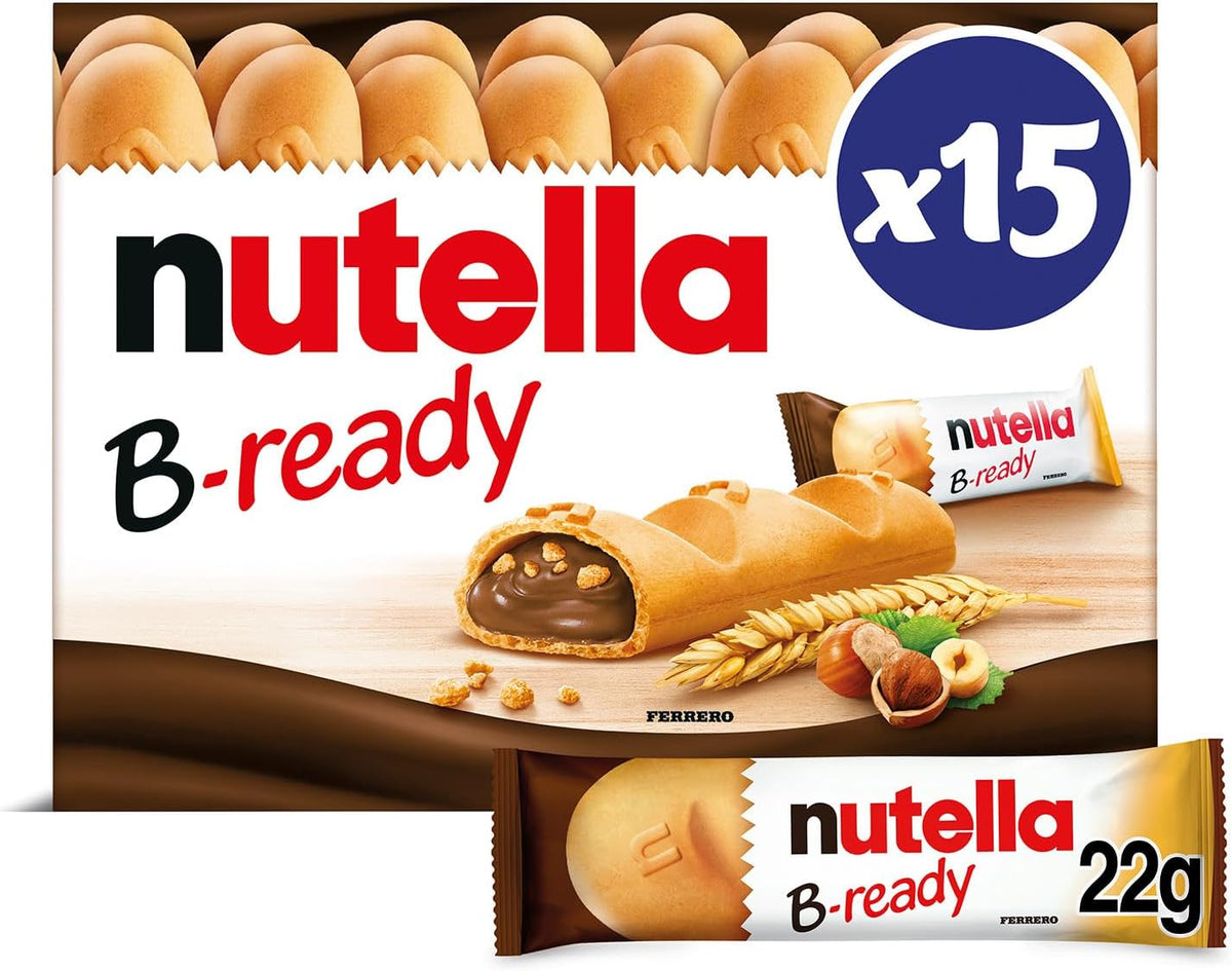 NUTELLA B-READY Wafer Snack Bars - Pack of 15 Bars - 330 g