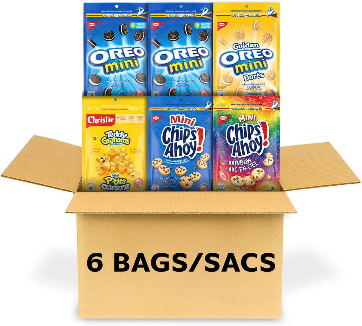 Oreo, Chips Ahoy! & Teddy Grahams, Cookies, 6 Bags, Variety Pack, 1.2 kg
