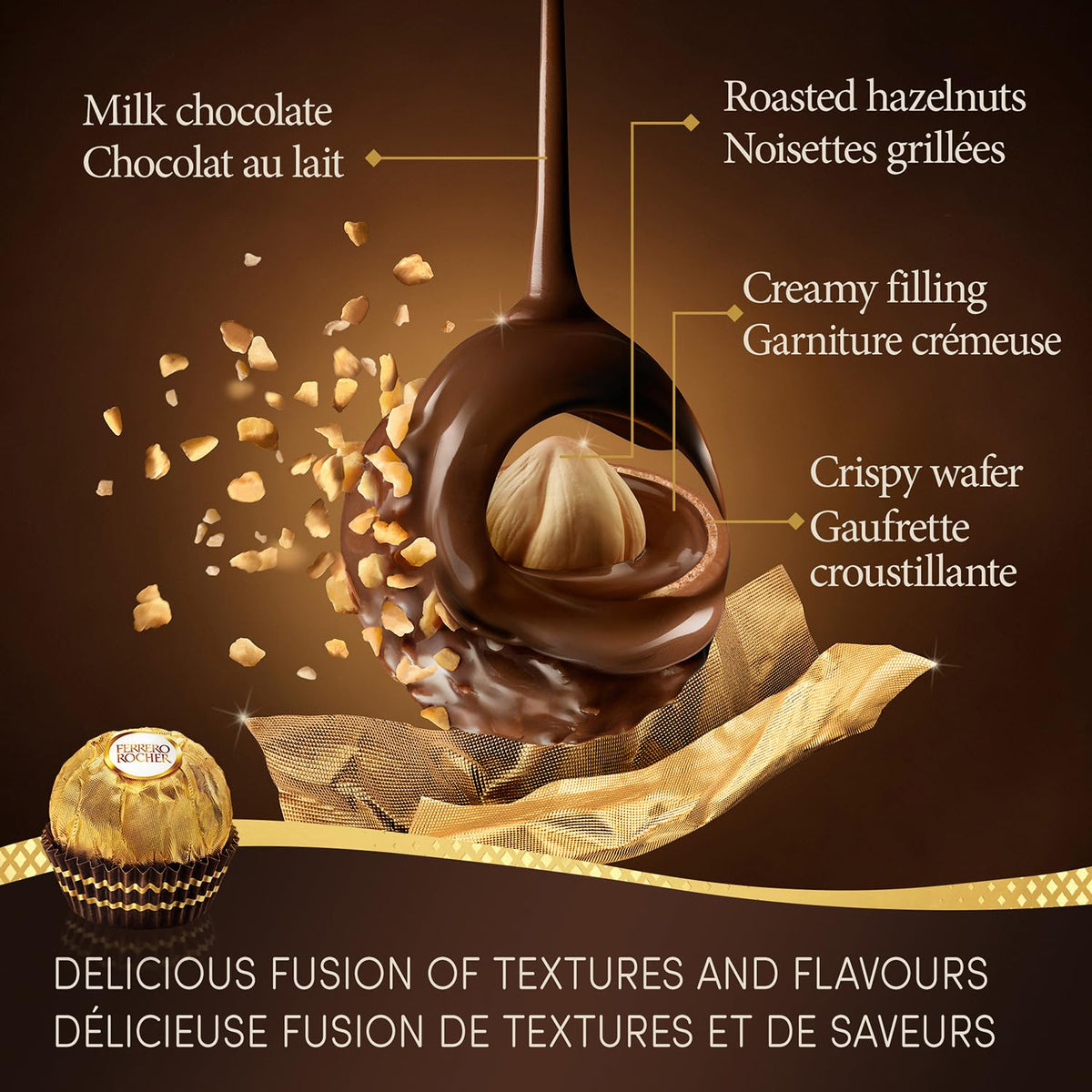 FERRERO ROCHER Fine Hazelnut Milk Chocolates - 3-Piece 37.5 g Pack x 12