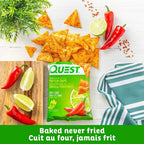 Quest Nutrition Chili Lime Flavour Tortilla Style Protein Chips, High Protein, Baked, Not Fried, Gluten Free, 1g Sugar, 4g Carbs, 8ct