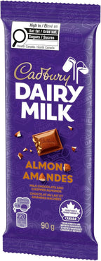 Cadbury Dairy Milk Almond Chocolate Bar with Chopped Almonds, 90g
