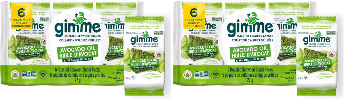 gimMe Organic Roasted Seaweed Sea Salt Favour Snacks 30g Multipack 6 x 5g