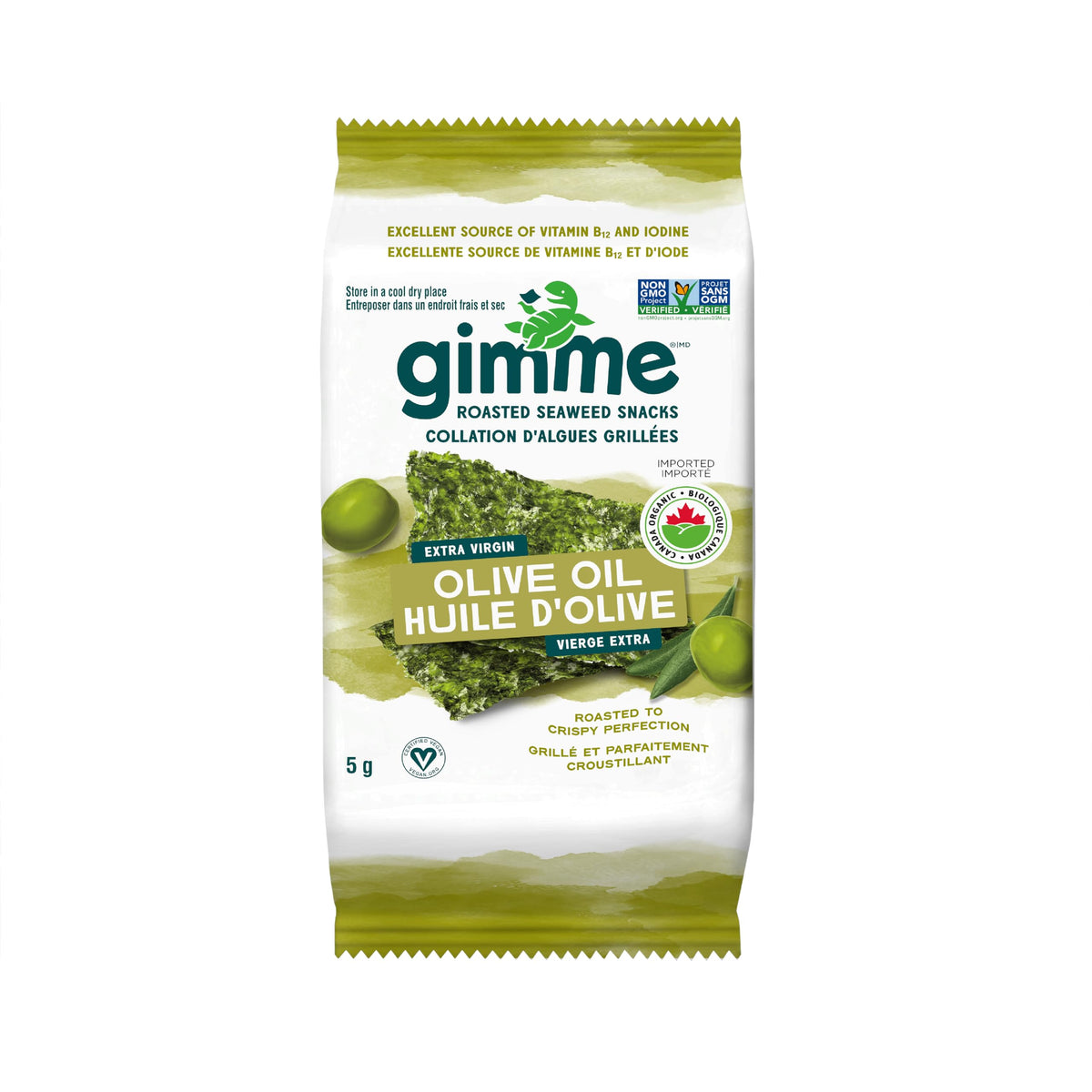 gimMe Organic Roasted Seaweed Sea Salt Favour Snacks 30g Multipack 6 x 5g