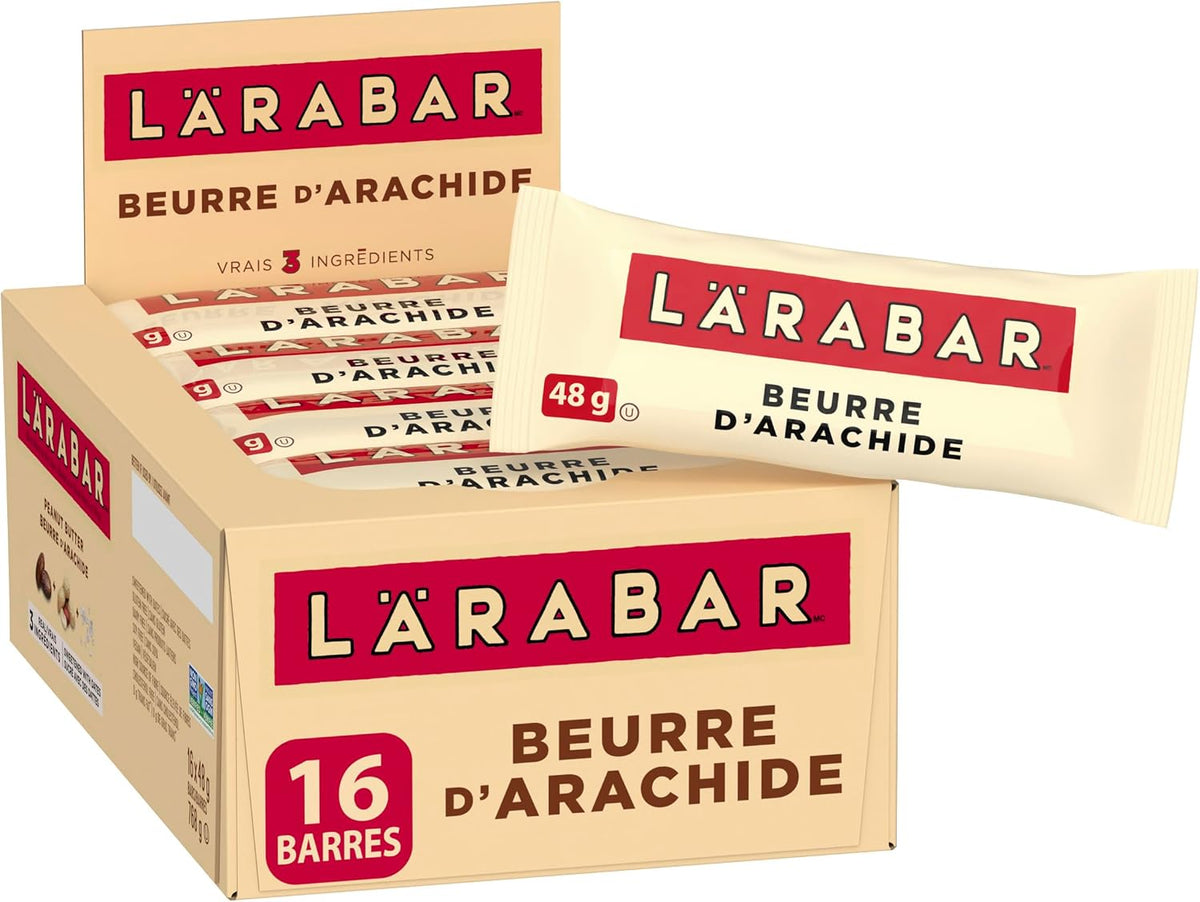 LÄRABAR Peanut Butter, Fruit and Nut Energy Bar, Pack of 16 Bars, Gluten Free, Vegan, Family Pack, Snack Bars