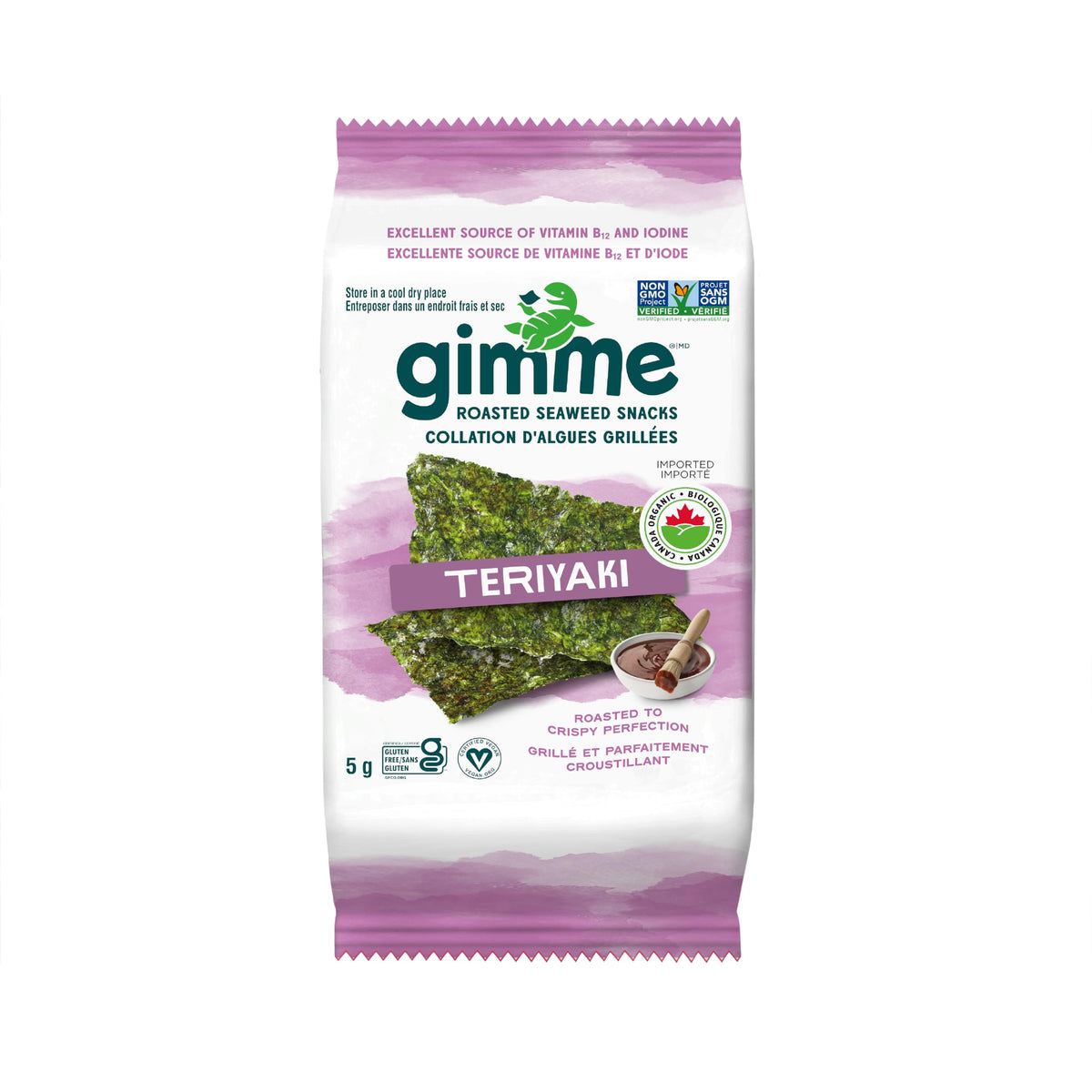 gimMe Organic Roasted Seaweed Sea Salt Favour Snacks 30g Multipack 6 x 5g