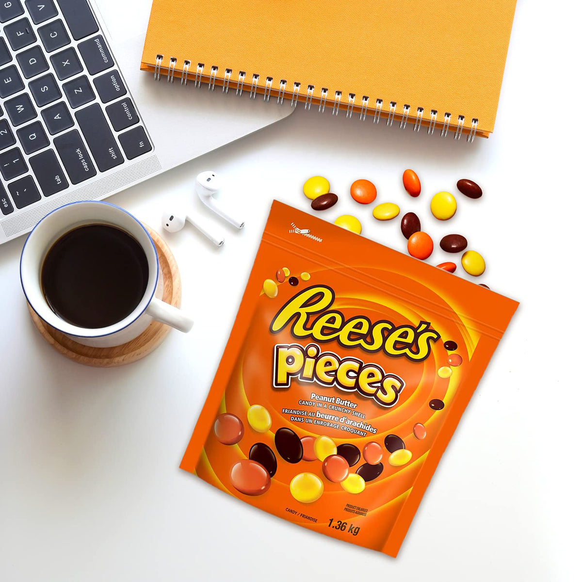 REESE'S PIECES Peanut Butter Candy, Resealable Bulk Bag, 1.36 kg