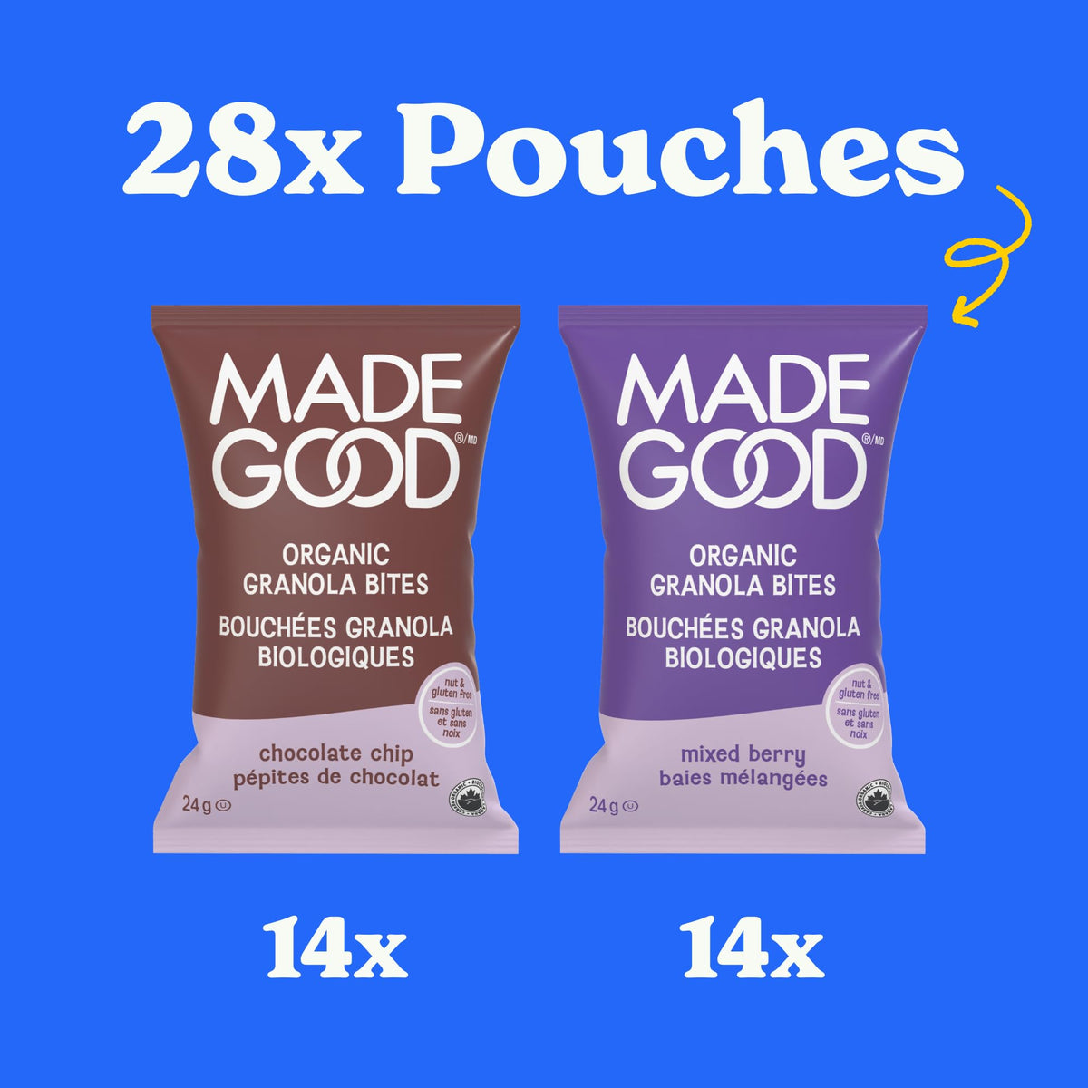 MadeGood Granola Bites Chocolate Chip and Strawberry Variety 28-Pack