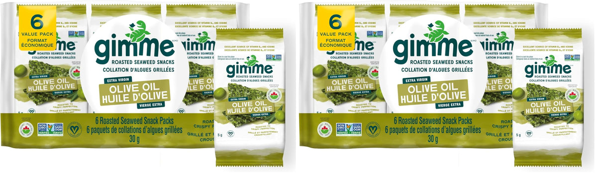 gimMe Organic Roasted Seaweed Sea Salt Favour Snacks 30g Multipack 6 x 5g