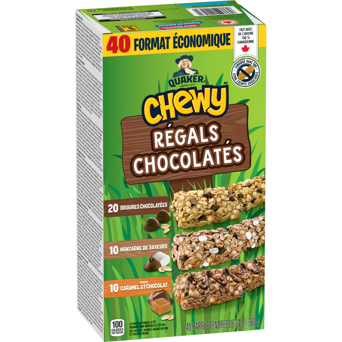 Quaker Chewy Fruity Fun Variety Pack (Apple Fruit Crumble, Strawberry Fruit Crumble, Peach Fruit Crumble) Granola Bars (40 bars x 24g)