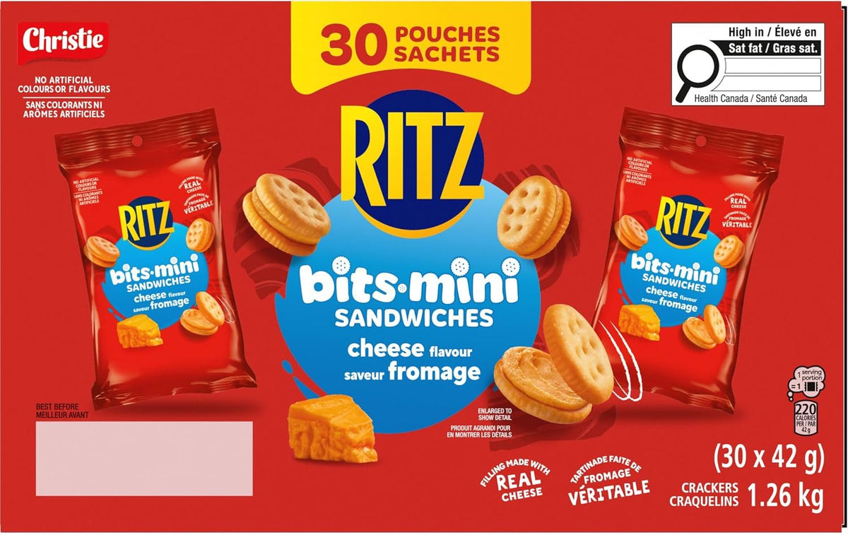 RITZ BITS Mini Cheese Flavoured Sandwich Crackers, Pack of 30