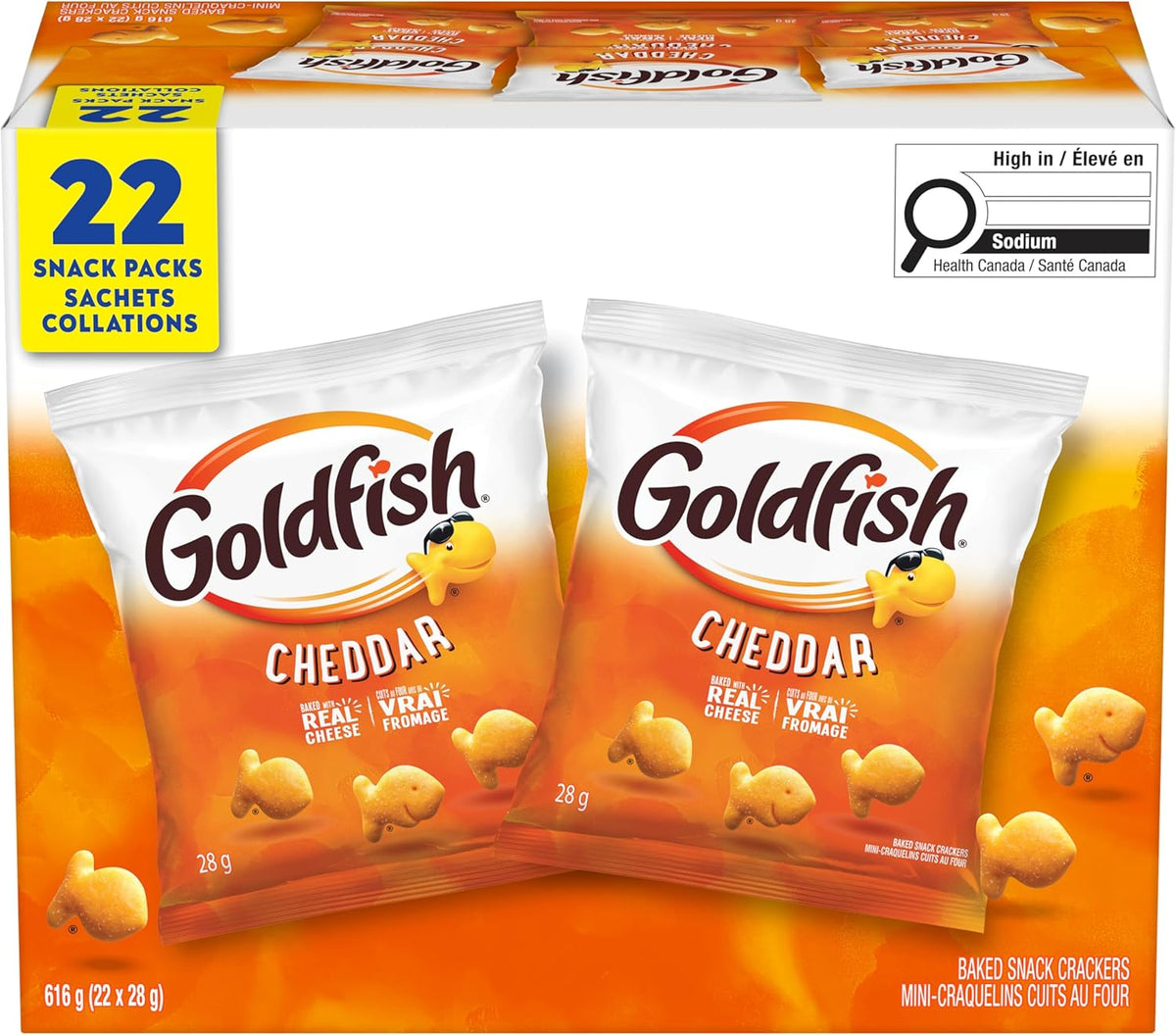 Pepperidge Farm Goldfish Cheddar Crackers, 22 Snack Packs, 28g/1 oz. Each {Imported from Canada}