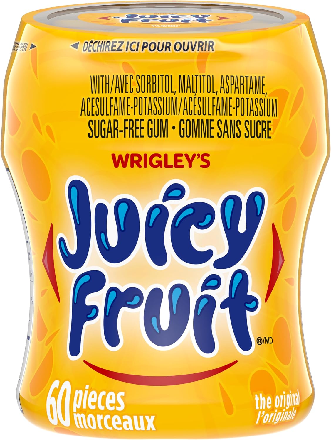 JUICY FRUIT, Fruit Flavoured Chewing Gum, 60 Pieces, 6 Bottles