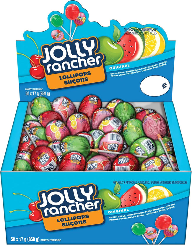 JOLLY RANCHER Lollipops, Fruit-flavoured Candy Variety Pack, 50 Count, 850g