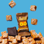 AWAKE - Caffeinated Chocolate Bites - Caramel Milk Chocolate, 50 Count - 50mg Caffeine - Individually Wrapped Energy Bites - Coffee Alternative - Fairtrade, Gluten Free, Non GMO - 0.48oz