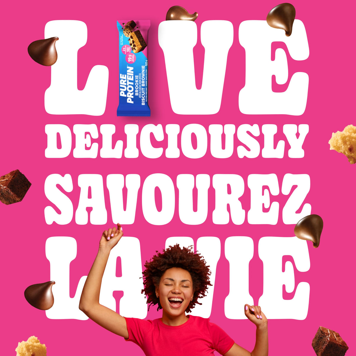 Pure Protein Bars - Nutritious, Gluten Free bar, made with Whey protein blend - low sugar, protein snack. Deliciously satisfying. Made in Canada, Chocolate Peanut Caramel (Pack of 6)